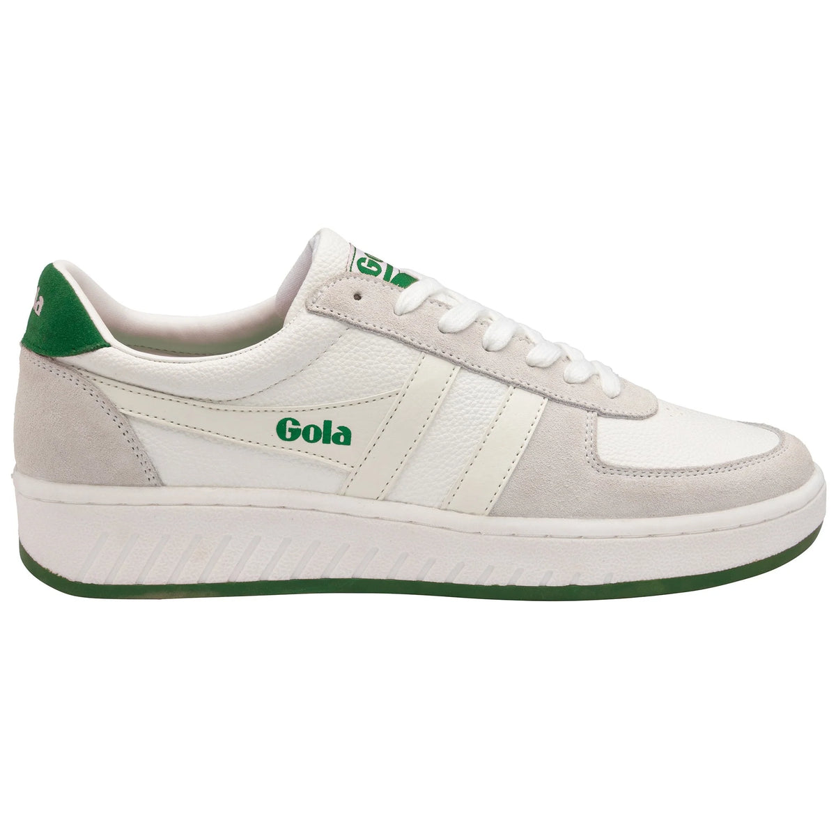 Gola Classics white and green leather trainer with suede detailing