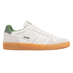 Gola Grandslam Classic trainers in off-white with green accents and a gum sole