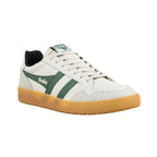 Gola Grandslam Classic trainers in off-white with green stripes and a gum sole