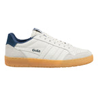 Gola Classics white leather trainer with navy heel tab and gum sole