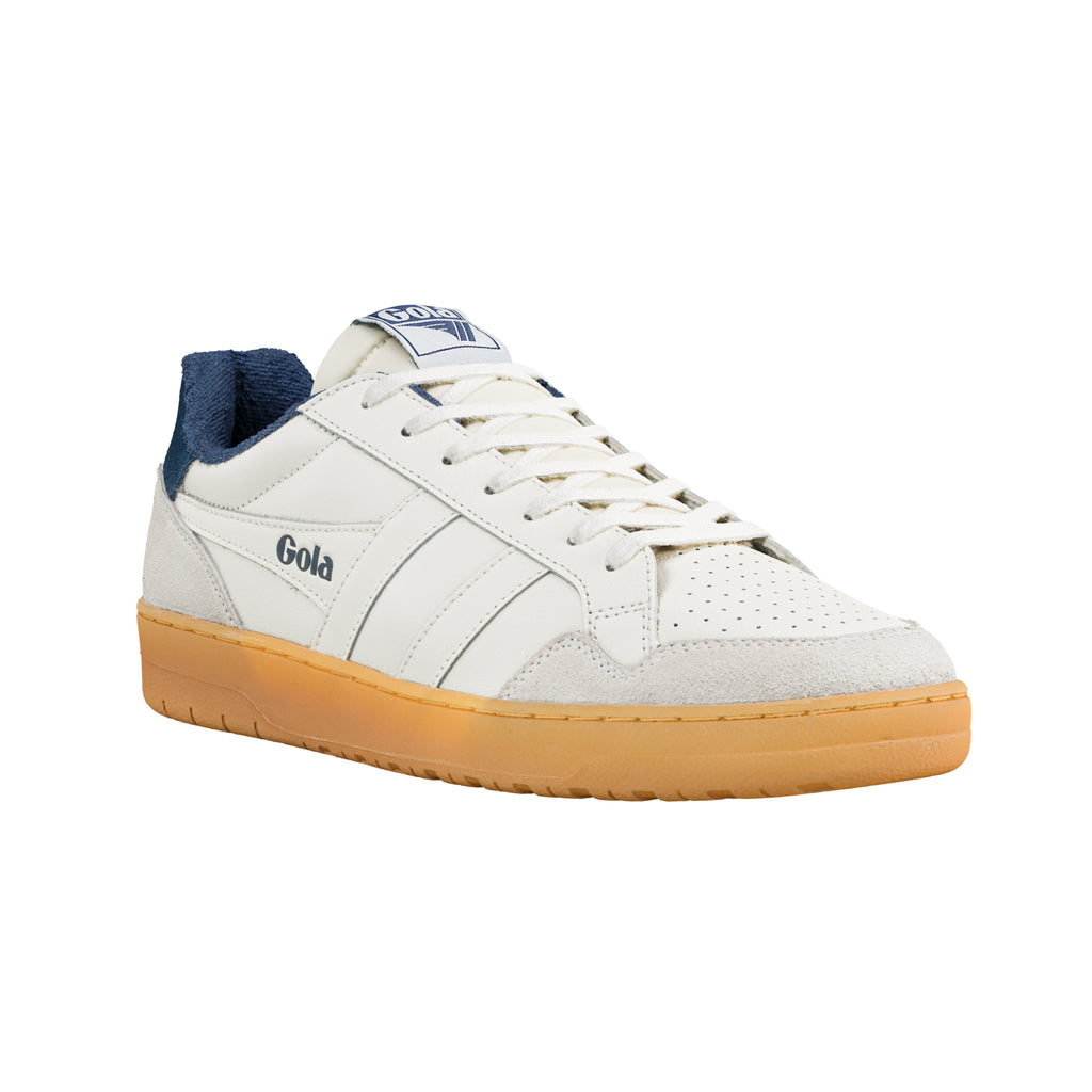 Gola Grandslam Classic Trainers in off-white with a navy heel and gum sole