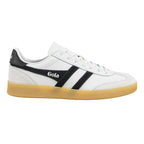 Gola Classics white trainer with black side stripes and gum sole