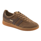 Brown suede Gola trainer with gum sole