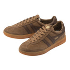 Pair of brown suede Gola trainers with gum soles