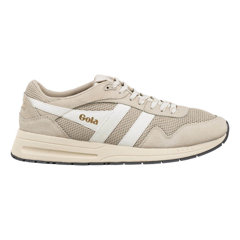 Gola Classics beige suede and mesh trainer with white side stripes