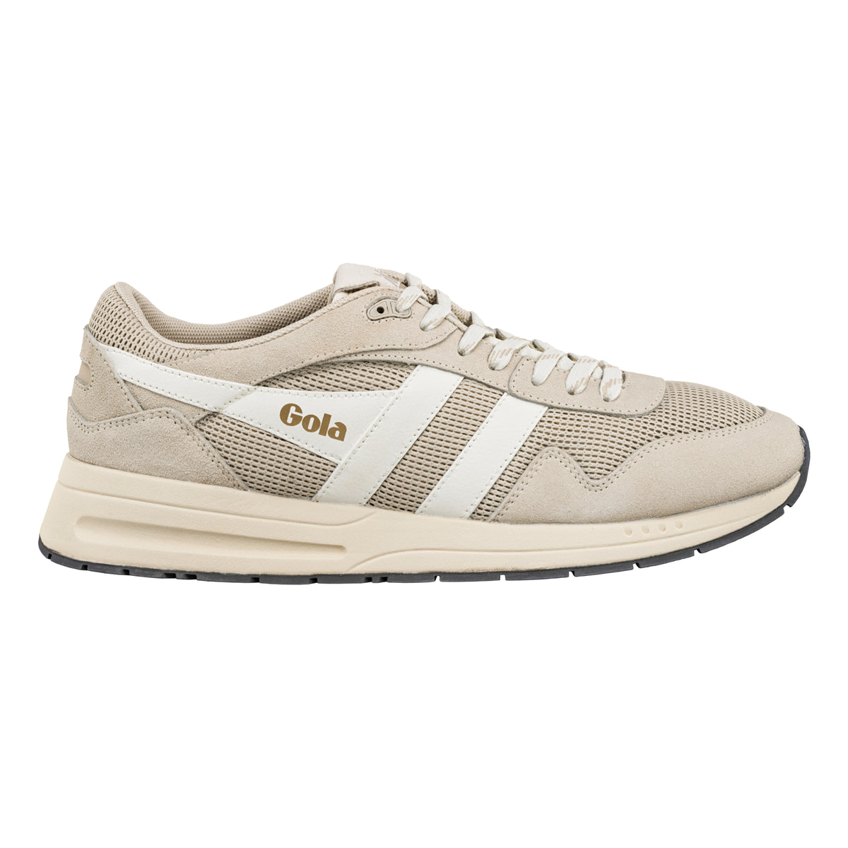 Gola Classics beige suede and mesh trainer with white side stripes