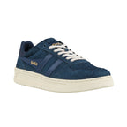 Navy blue suede Gola trainer with white laces and cream sole