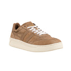 Tan suede Gola trainer with white laces and cream sole