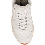 Off white Gola trainer with mesh and suede panelling viewed from above