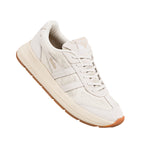 Off-white Gola trainer with mesh and suede panels and a gum rubber sole