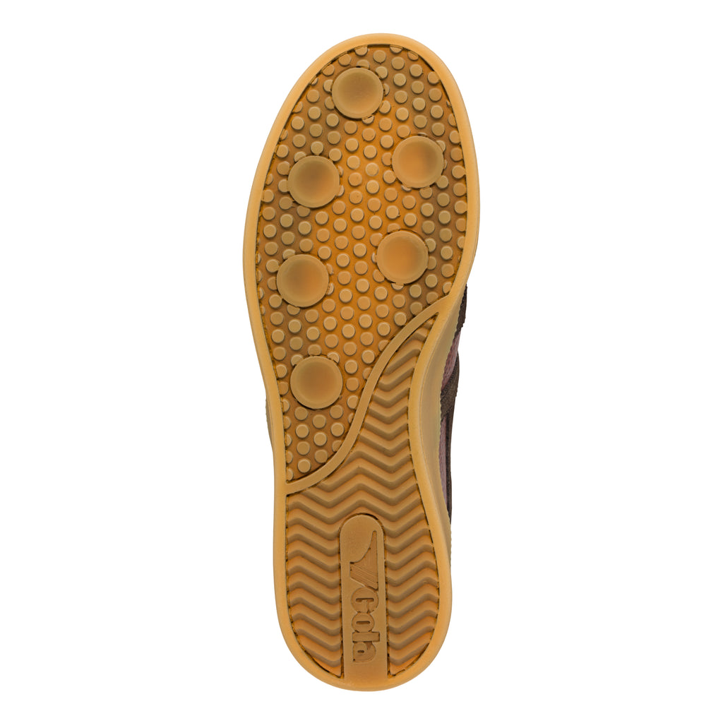 Rubber trainer sole with circular tread pattern and Gola branding