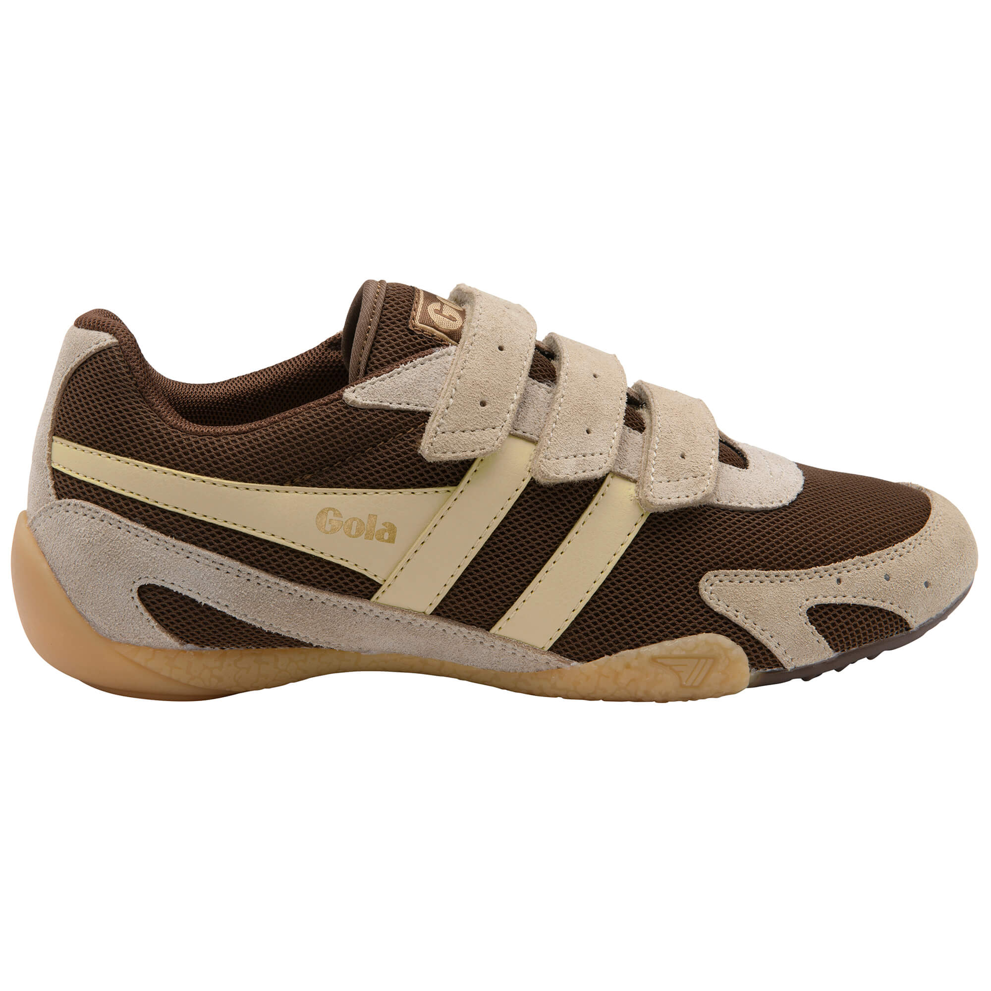Gola Kids Coaster Velcro trainer in brown and beige