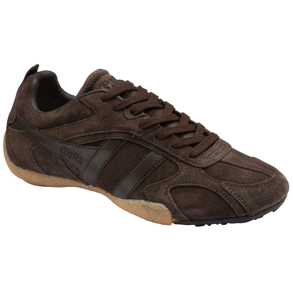 Gola Harrier suede trainers in dark brown with a gum sole