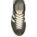 Gola Harrier trainers in dark green suede with white stripes and laces