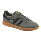 Gola men's trainer in grey suede with black stripes and a gum sole