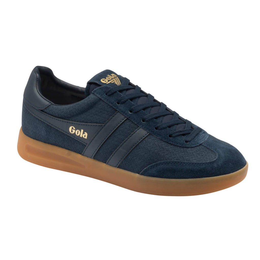 Gola men's trainer in navy suede with a gum sole