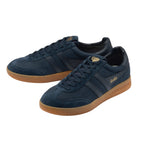 Pair of Gola Harrier trainers in navy suede with gum soles