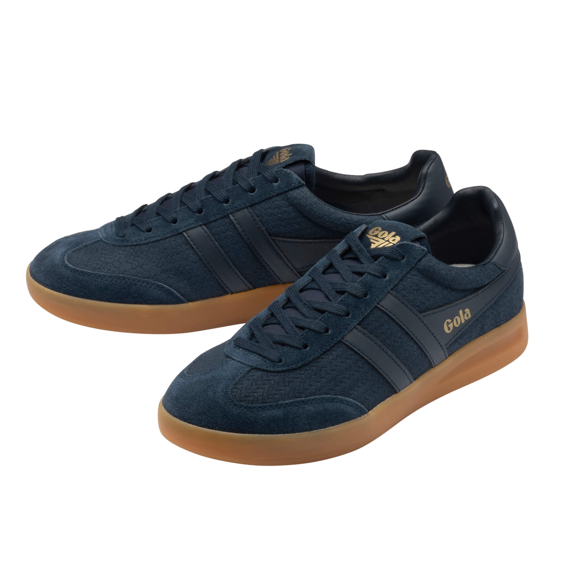 Pair of Gola Harrier trainers in navy suede with gum soles