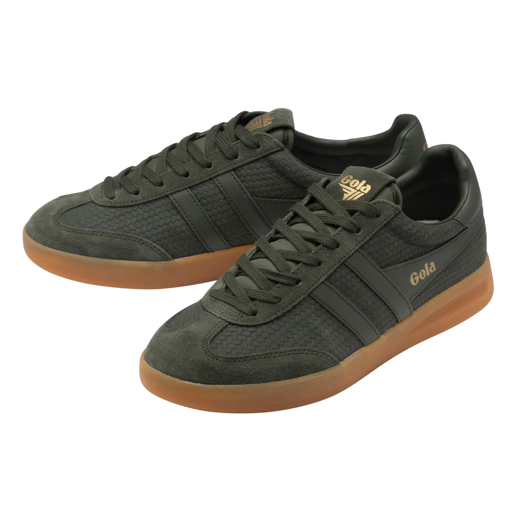 Pair of Gola trainers in dark green with brown soles