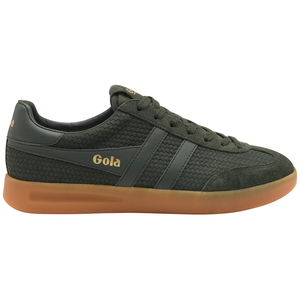 Gola men's trainer in dark green with a gum sole