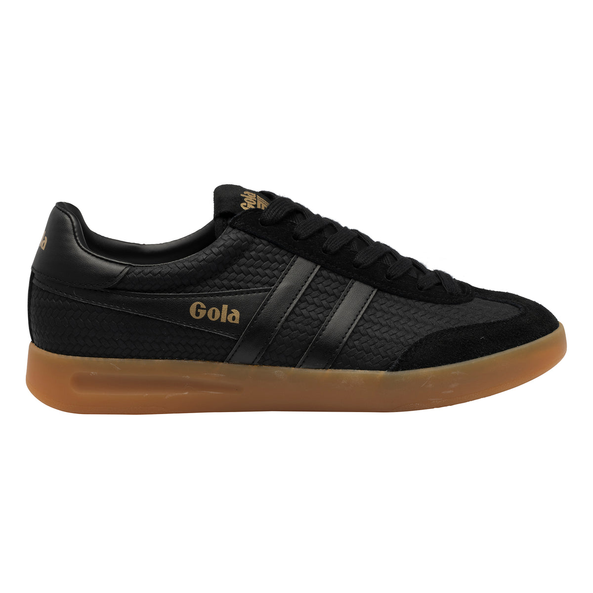 Gola Classics black woven trainer with gum sole