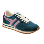 Gola women's trainer in teal with pink stripes and cream laces