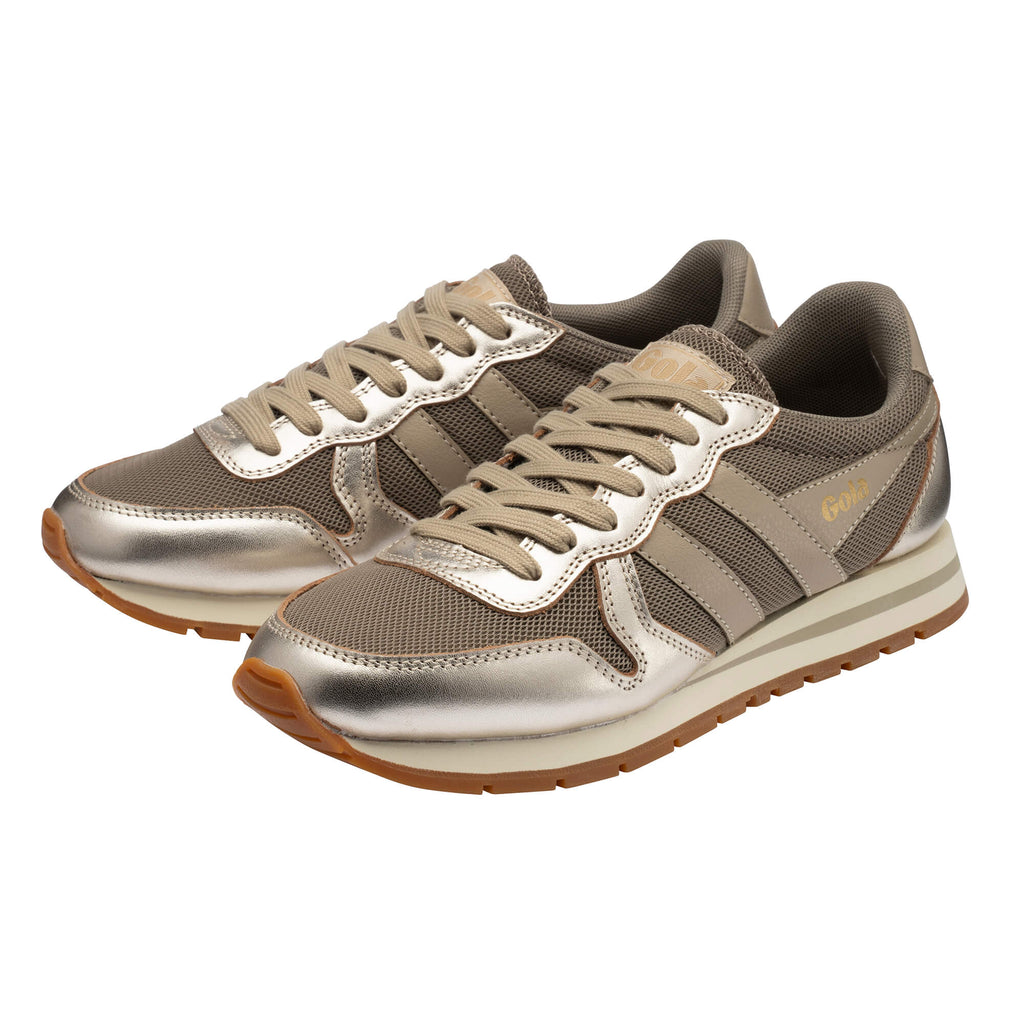 Pair of Gola Daytona trainers in gold and khaki