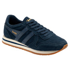 Gola men's trainer in navy suede and textile with a white and navy midsole and gum outsole