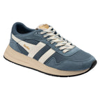 Gola men's trainer in blue with cream stripes and sole