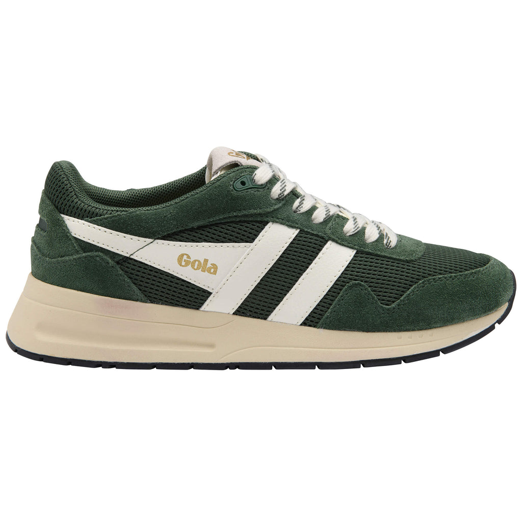 Gola Daytona trainers in dark green with white stripes and beige sole