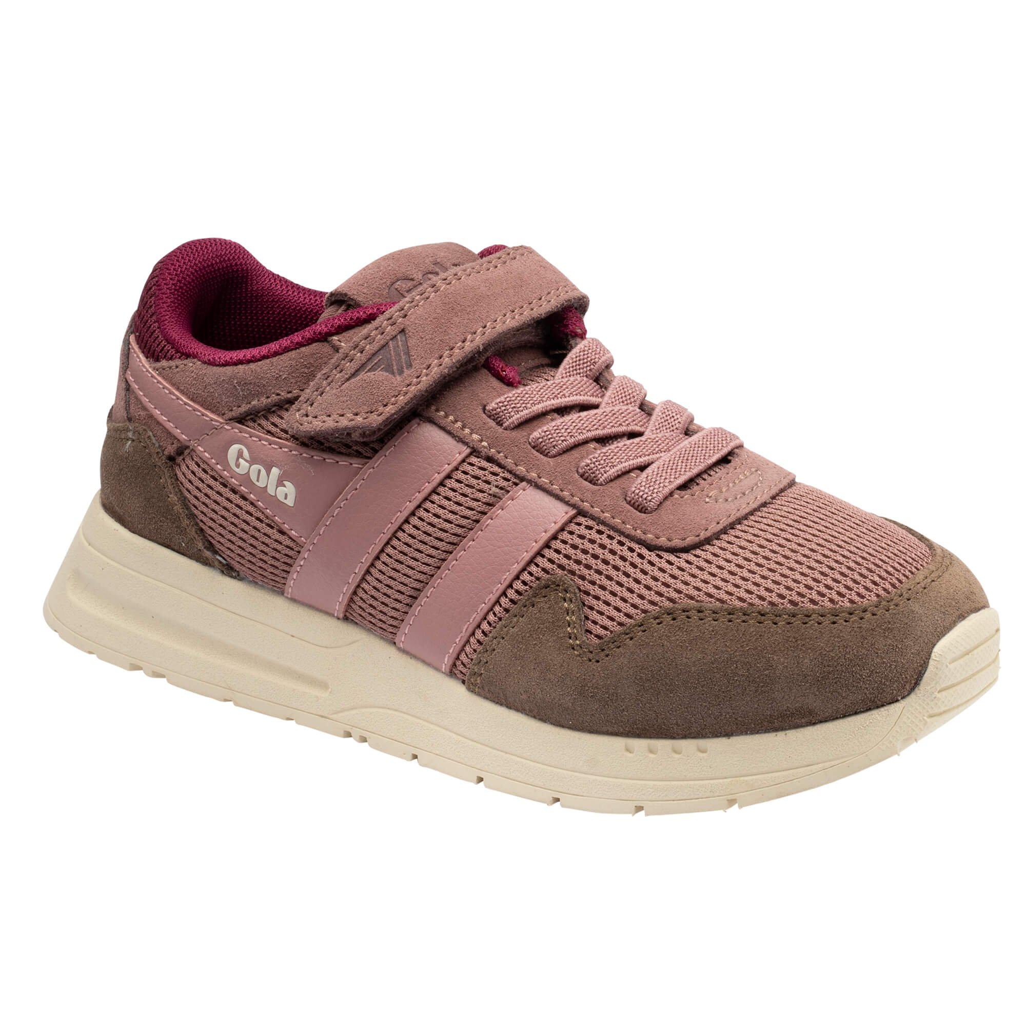 Gola Kids Coaster Peak Velcro trainer in pink and brown