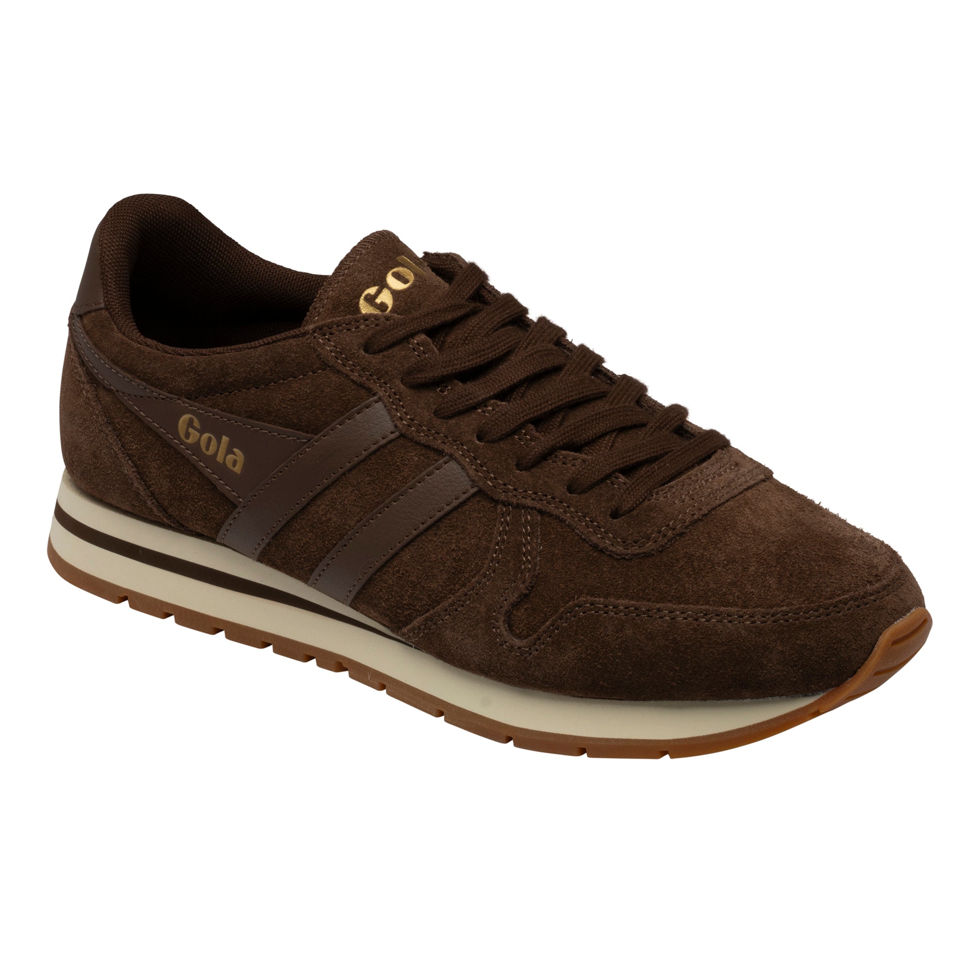Gola Classics brown suede trainer with cream midsole and gum sole