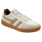 Gola Grandslam Classic Trainers in off-white with brown trim and gum sole