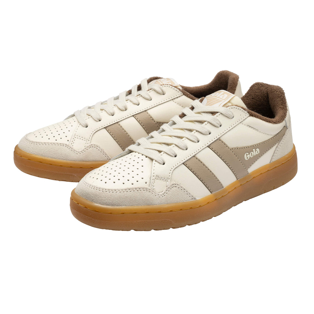 Pair of Gola low-top trainers in cream and brown