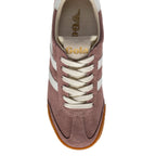 Gola women's trainer in dusky pink suede with white stripes and laces