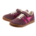 Pair of Gola Kids Coaster trainers in plum and hot pink