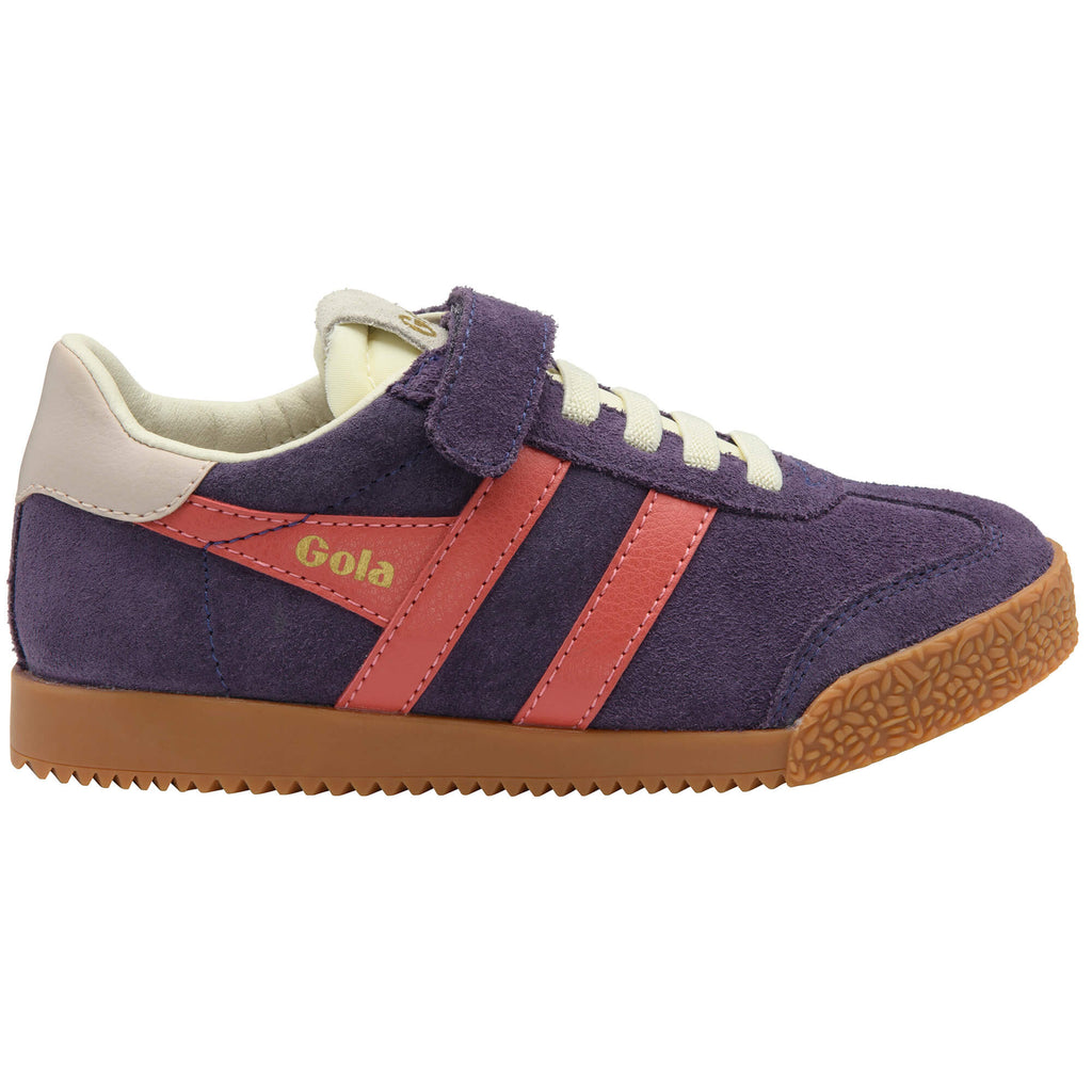 Gola Kids Coaster velcro trainer in purple with orange stripes