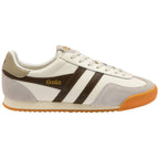Gola Harrier trainers in off-white, brown, and grey with a gum sole