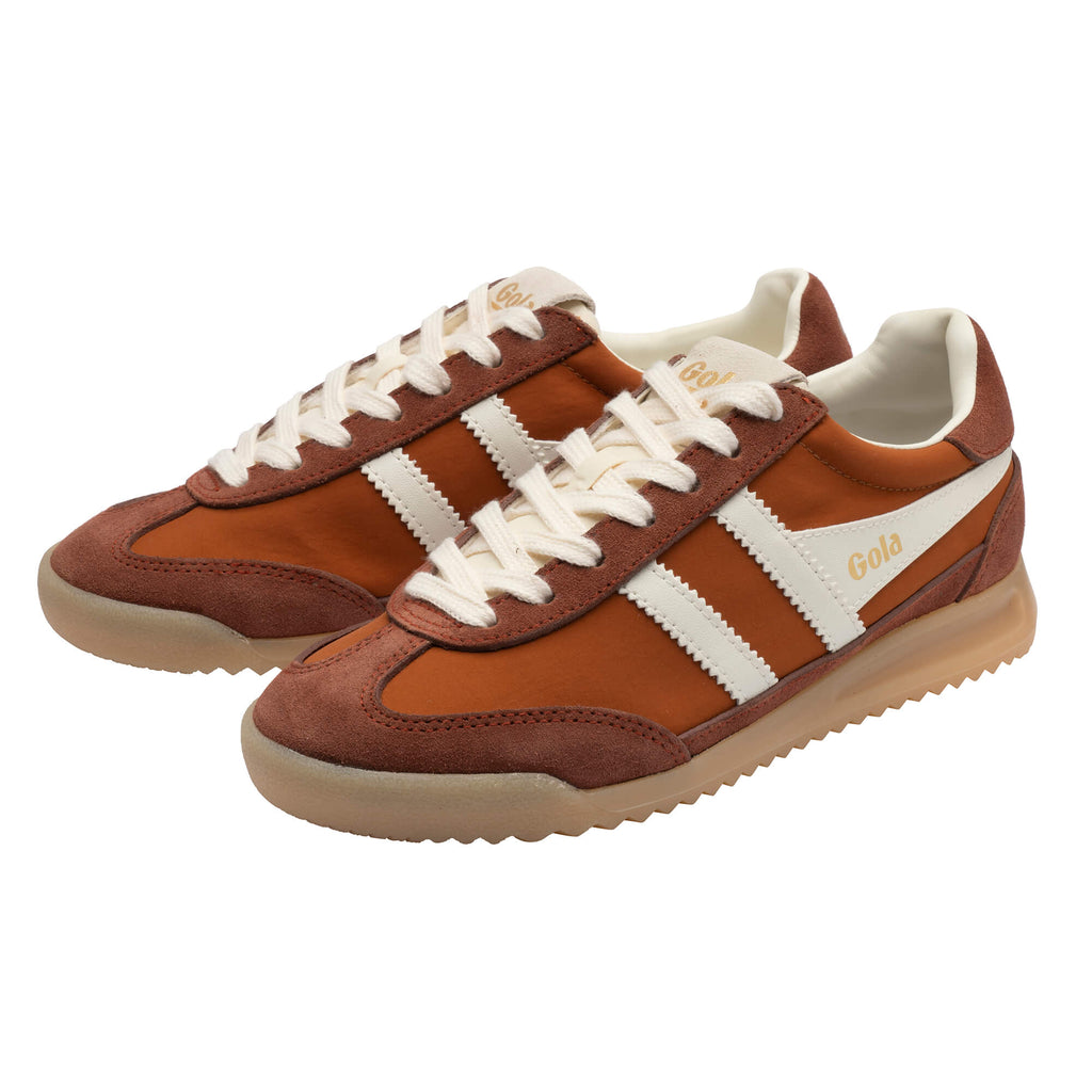 Pair of Gola Harrier trainers in rust and off-white