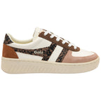 Gola women's trainer in white, brown, and leopard print