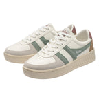 Pair of Gola trainers in off-white with green and brown accents