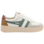 Gola women's trainer in off-white with green, brown, and grey accents