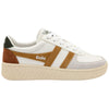 Gola Classics Grandslam-Trident-Sneaker für Damen - Weiß/Brauner Zucker/Dunkles Khaki