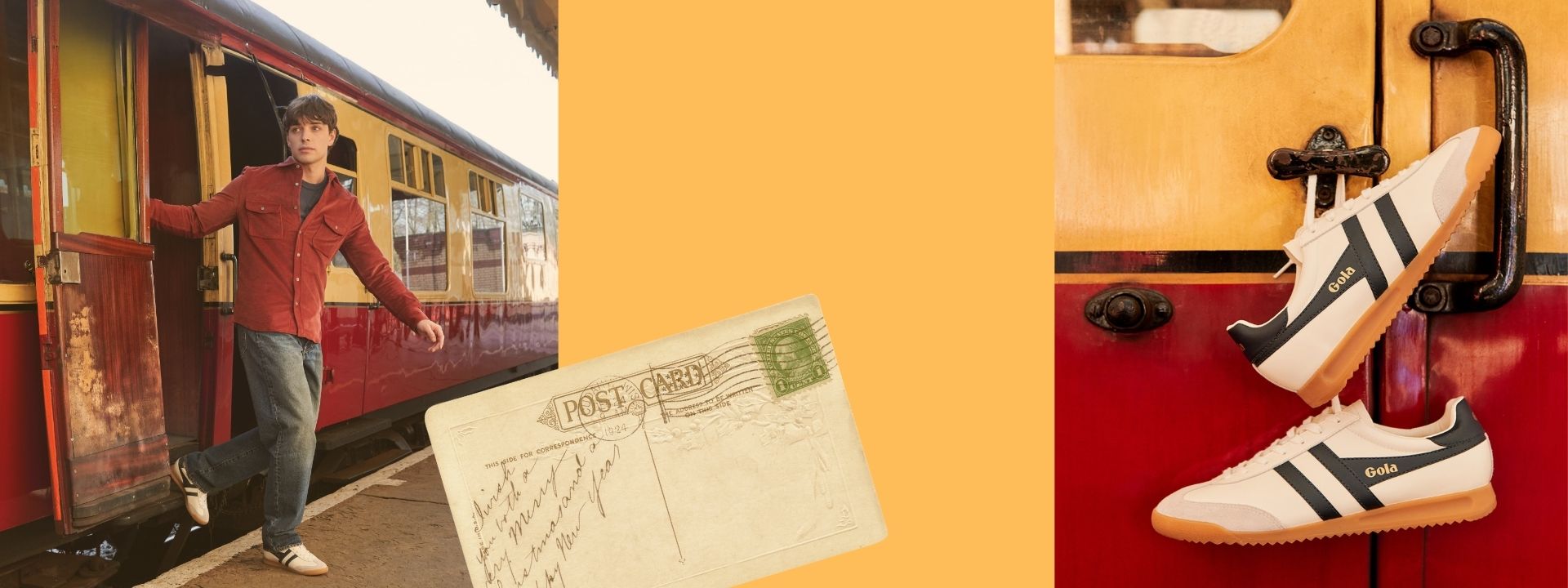 person getting off a train wearing a pair of Gola trainers.