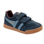 Gola Kids Coaster velcro trainer in navy and light blue with a gum sole