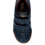 Gola Harrier children's trainer in navy suede with two hook and loop straps