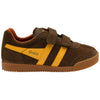 Gola Classics Kids' Harrier Strap Trainers - Dark Brown/Sun/Moody Orange