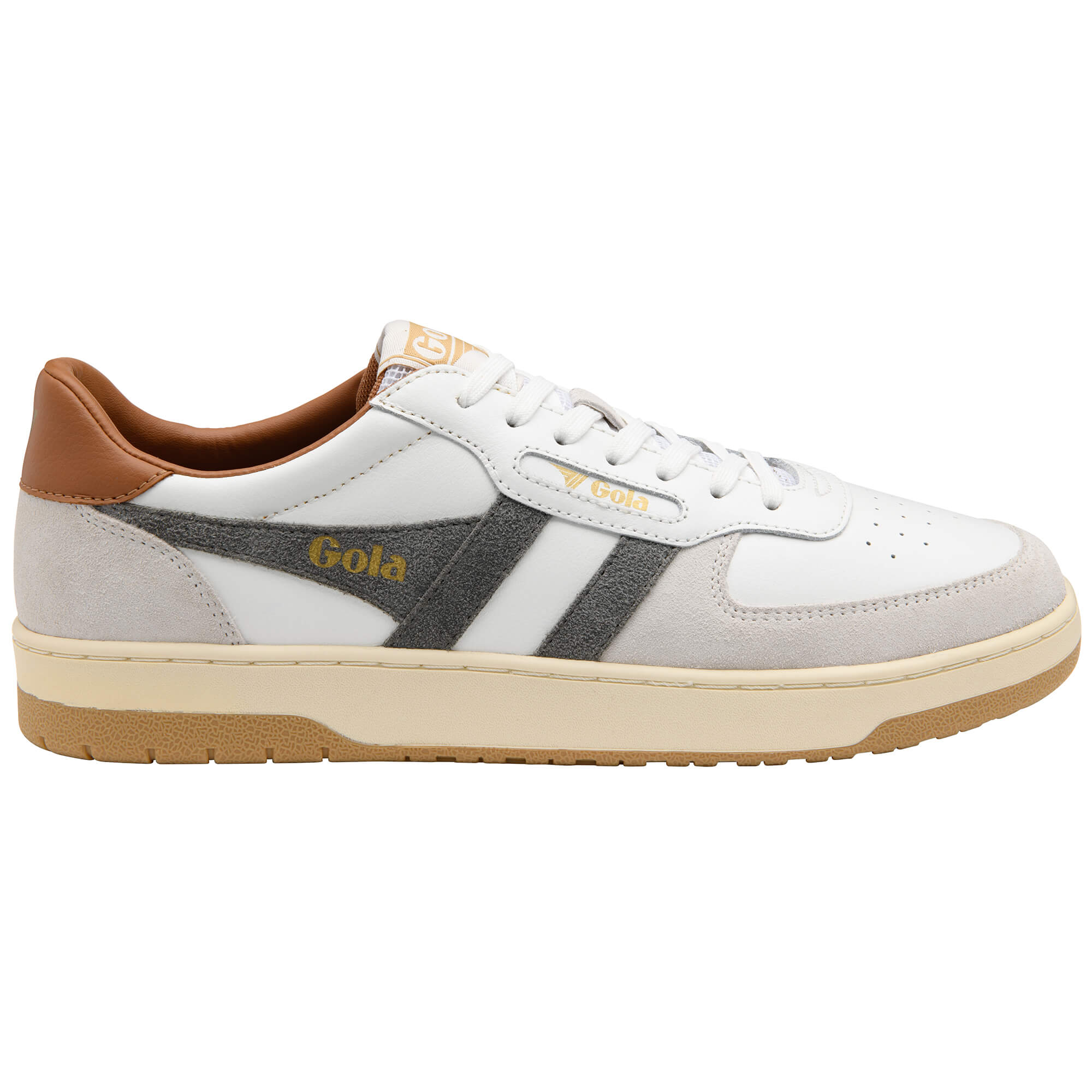 Gola Grandslam Classic Trainers in white with grey and brown accents