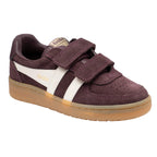 Gola Kids Coaster Peak Velcro trainer in plum and off-white with a gum sole
