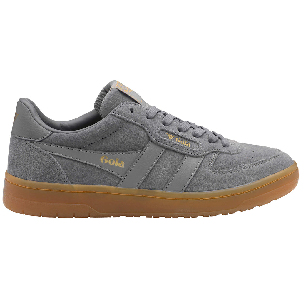 Gola men's trainer in grey suede with a brown sole